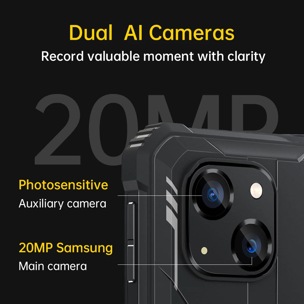 Oukitel WP20 Pro Smartphone 6300mAH 4GB RAM 64GB ROM Android 12 Cell Phone,5.93"HD+ Display NFC 20MP Camera Rugged Phone