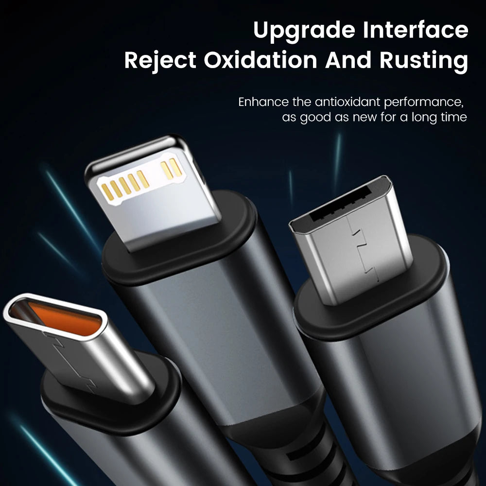 3 in 1 100W Fast Charging Cable USB Type C Cable For iPhone Realme Samsung Huawei 50 pro Micro Usb C Charger Charging Cable Wire