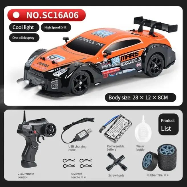 2.4G Drift Rc Car 4WD High Speed RC Drift Car Toy Remote Control Model Vehicle Car RC Vehicle Toy With Light Spray for Child