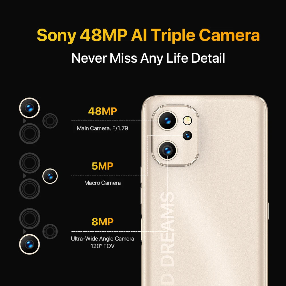 UMIDIGI F3 5G SmartPhone, Android 12 Smartphone, Dimensity 700 Processor, 6.7" Display 8GB 128GB, 48MP Triple Camera,5150mAh 18W