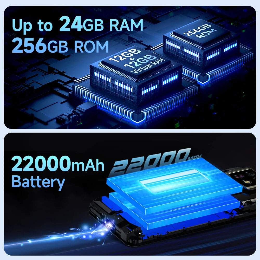 Ulefone Armor 24 22000mAh Battery,Rugged IP68/IP69K，Android 14,Up to 24GB RAM,256GB ROM ,64MP Night Camera , 6.78"