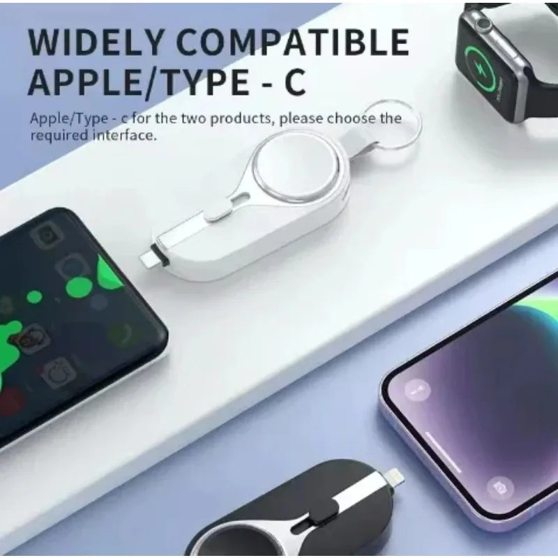Mini Portable Charger 3000mah Emergency Keychain Powerbank Mobile Phone Key Chain Power Bank Wireless Charging for Iwatch