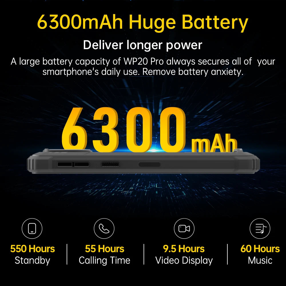 Oukitel WP20 Pro Smartphone 6300mAH 4GB RAM 64GB ROM Android 12 Cell  Phone,5.93"HD+ Display  NFC 20MP Camera Rugged Phone