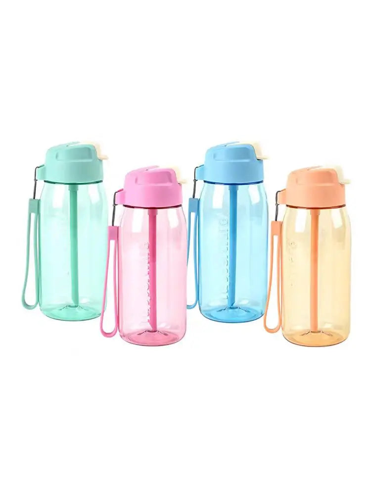 Tupperware Narrow Water Bottle 550ML Portable Cute Water Bottles Straw Cup Leak-proof Drinking Jug for Children School,Camping