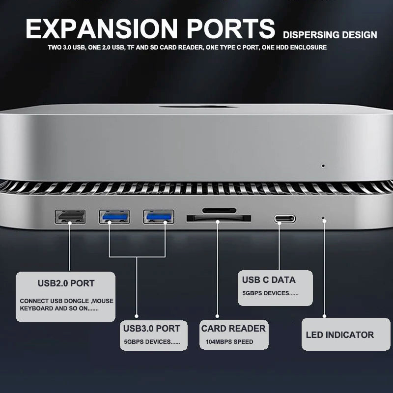 mac mini m1 docking station stand hdd ssd usb dock External hard drive for 2.5inch SATA apple multiport usb c hub with SD/TF Car