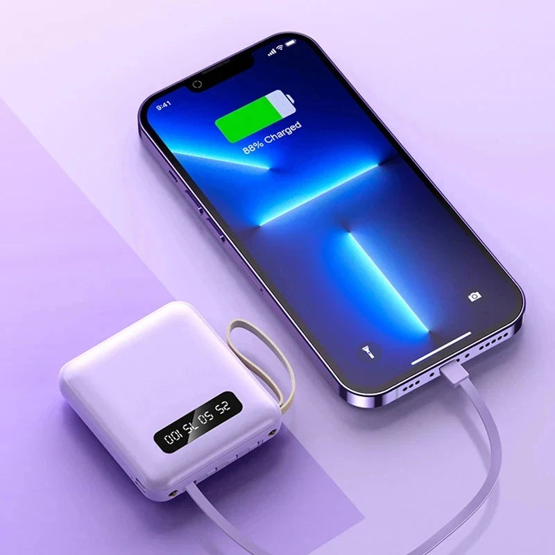 Mini Fast Charge Large Capacity 30000mAh Portable Power Bank Sharing with Cable Mobile Power Supply For iPhone Samsung Xiaomi