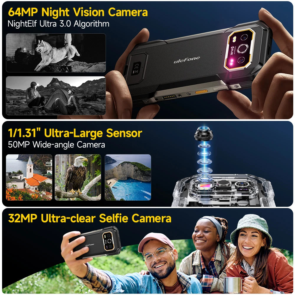 【World Premiere】Ulefone Armor 27T Pro 5G Thermal Imaging Rugged Phone 10600mAh Android 14 Smartphone 50MP+64MP 6.78" 24GB+256GB