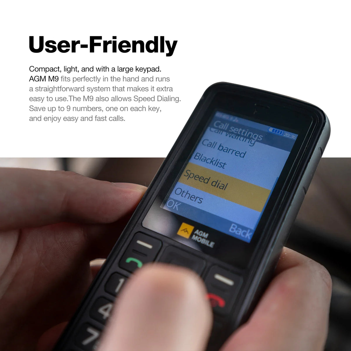 AGM M9 4G Feature Phone 2.4" Screen Russian Or English Keyboard Dual SIM Large Button Big Battery Elderly Waterproof Cellphone