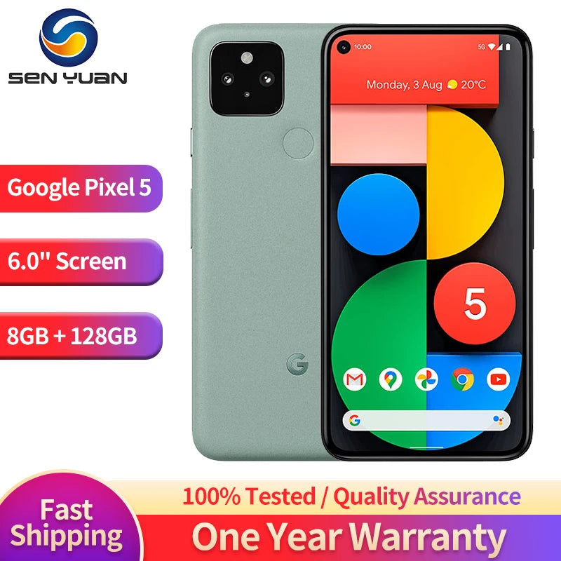 Google Pixel 5 5G Original Unlocked Mobile phone 6.0" Snapdragon 765G Octa Core 8GB RAM 128GB ROM NFC google pixel 5 Cellphone