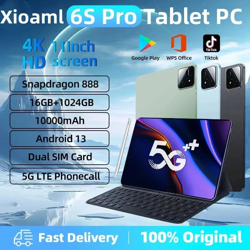 2024 Original Global Version Mi Pad 6S Pro Tablet 11inch 4K Android 13 16GB+1T 10000mAh 5G Dual SIM Phone Call WiFi GPS Tablet