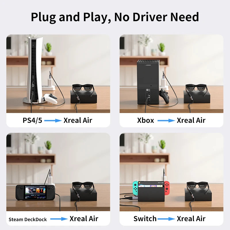 HDMI to USBC Cable 4K60Hz HDMI to TypeC Adapter for PS5 Xbox SteamDeck to XrealAir NrealAir RokidMax RayNeoAir Touchable Monitor