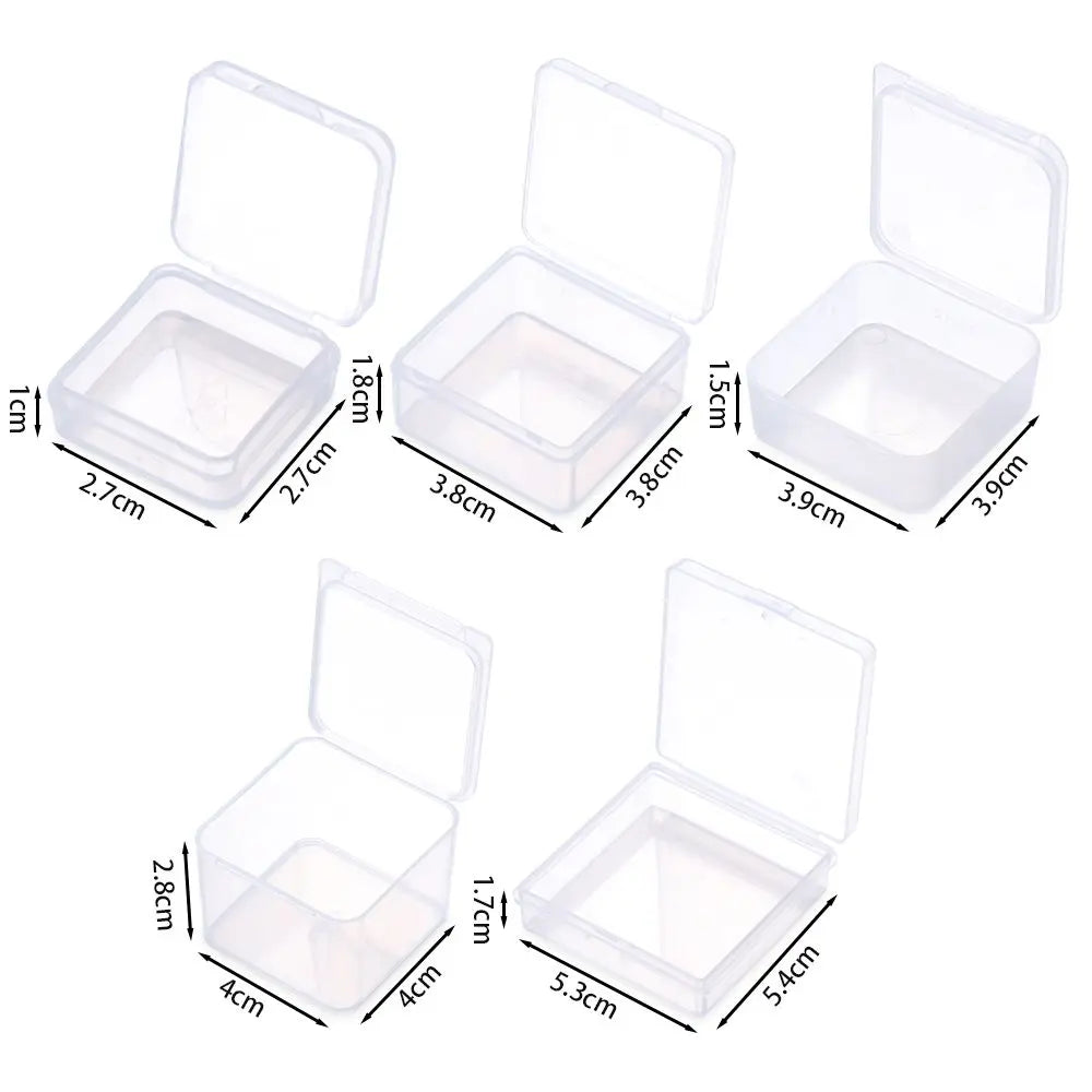 1Pcs Transparent Plastic Beads Storage Box Small Items Crafts Hardware Storage Square Container Case Jewelry Organizer Case