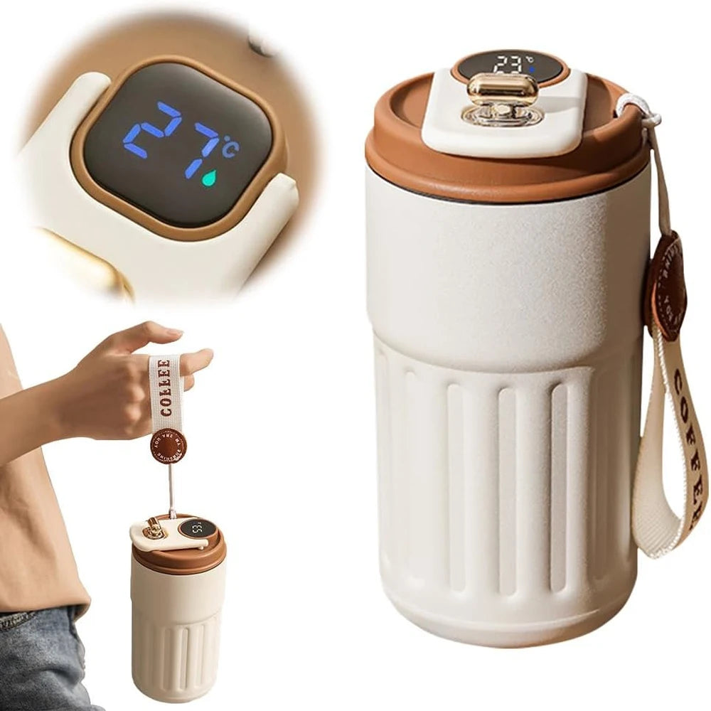 450ml Smart Coffee Cup Car Office Thermos Cup Travel Stainless Steel Sport Water Bottle Vacuum Flask LED Temperature Display Mug