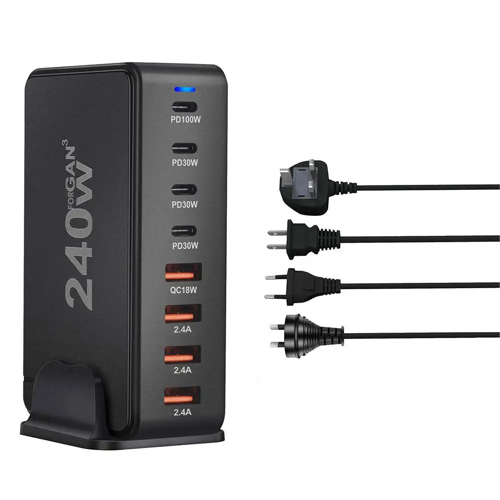 240W USBC For GaN Charger 8-Port Multiple Devices Charging Station New 268W Desktop Base Charger