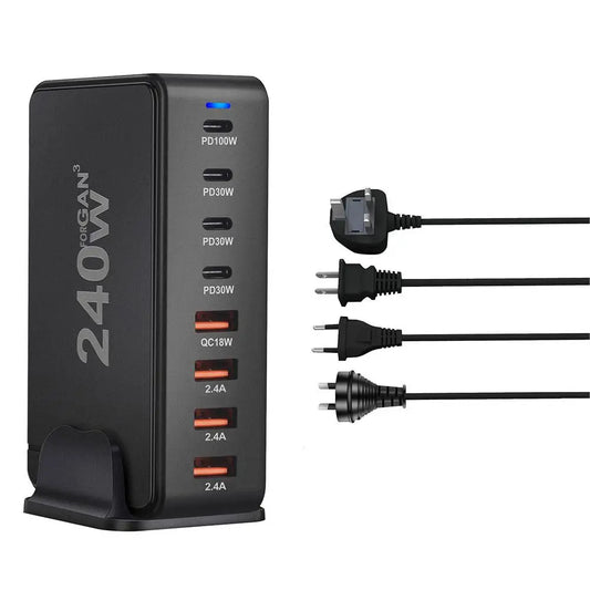 240W USBC For GaN Charger 8-Port Multiple Devices Charging Station New 268W Desktop Base Charger