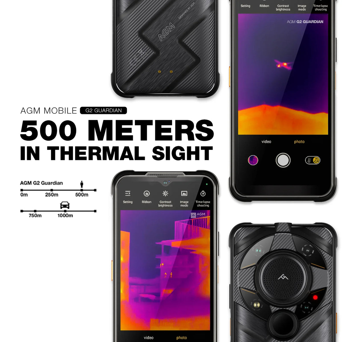 AGM G2 Guardian 5G Rugged Smartphone 500m Thermal Imaging, 10mm Lens, 25FPS, 108MP+32MP Camera, 12+256G, 7000mAh Battery,