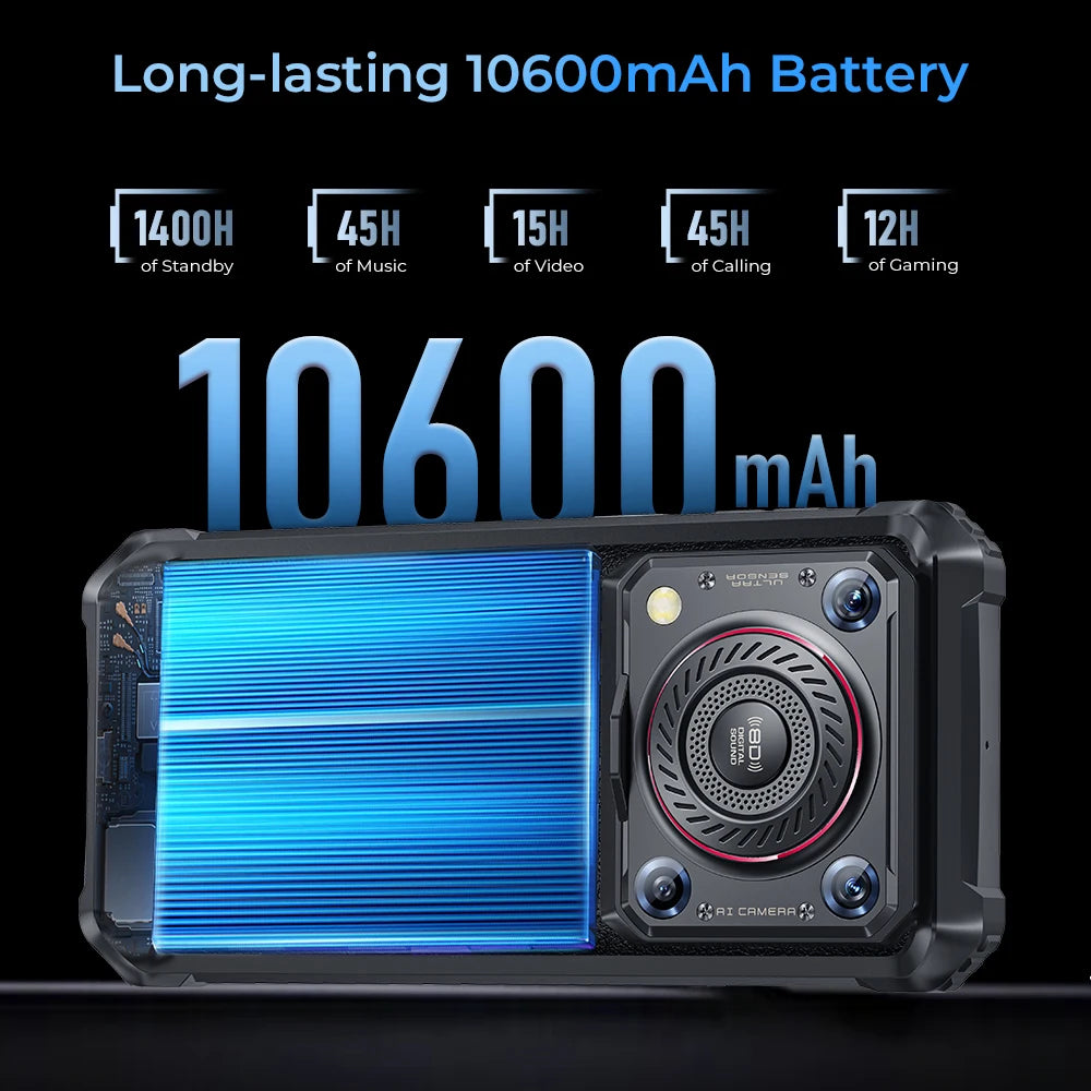 Oukitel WP36 Rugged Smartphone 16GB 128GB  6.52-inch FHD+ Display Cell phone 10600mAh Battery Android 13 13MP Camera Phone