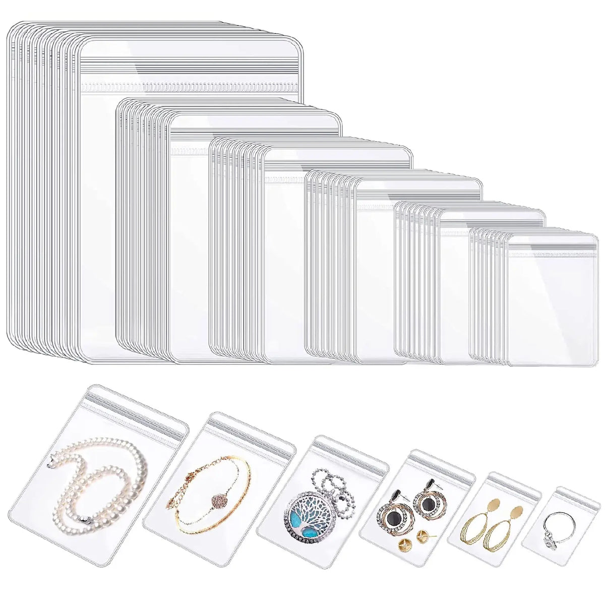 Jewelry Small Self-Sealing Plastic Zip Clear Bags PVC Clear Storage Bag for Storing Bracelets Rings Earrings Organizer (100PCS)
