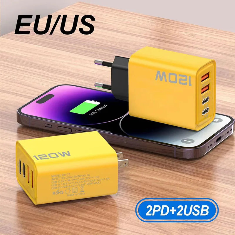 120w 3.0 Usb Fast Charger Type C Quick Charge Data Cable Adapter For Iphone Samsung Xiaomi Pd Usb Charger Fast Charging