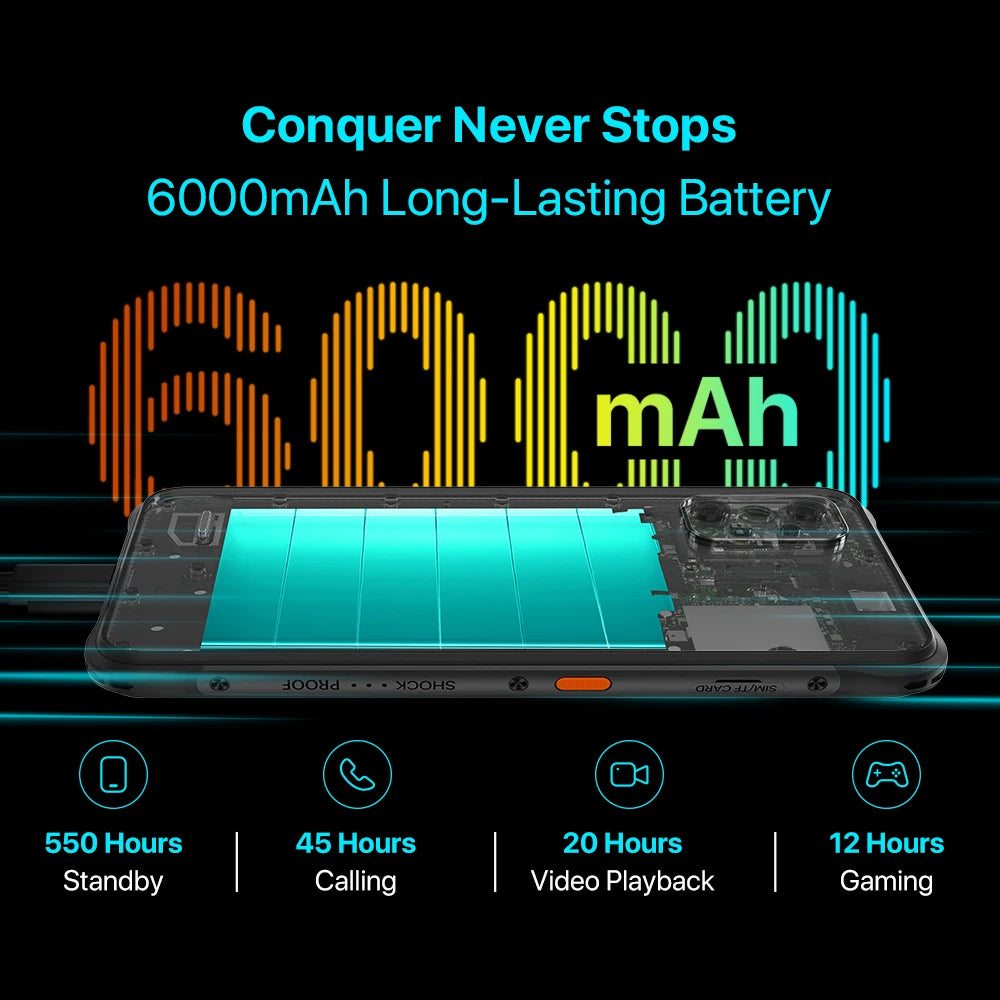 UMIDIGI-BISON X20 Rugged Smartphone 6000mAh Battery NFC MTK Helio P60 Octa-Core 6GB 128GB 6.53 "HD Android 13 Cell Phone