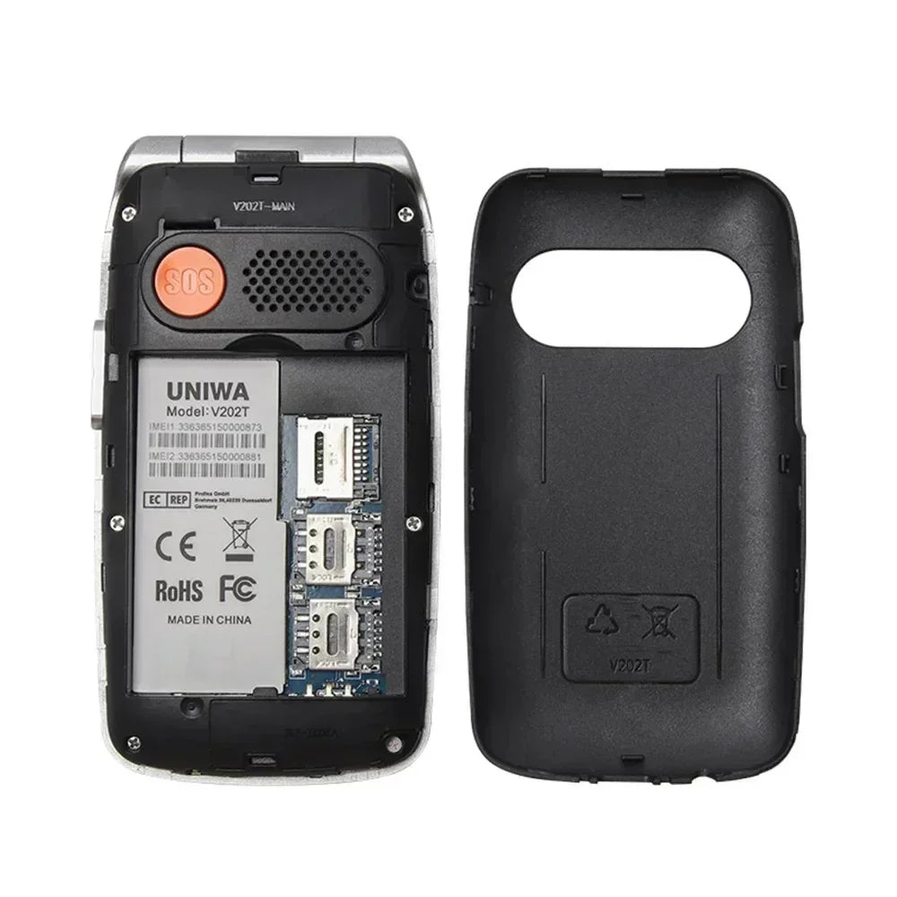 UNIWA V202T 4G Feature Phone Speed Dial Flip Cellphone 1450mAh SOS Big Button For Elderly Russian Keyboard Cheap Mobile Phones