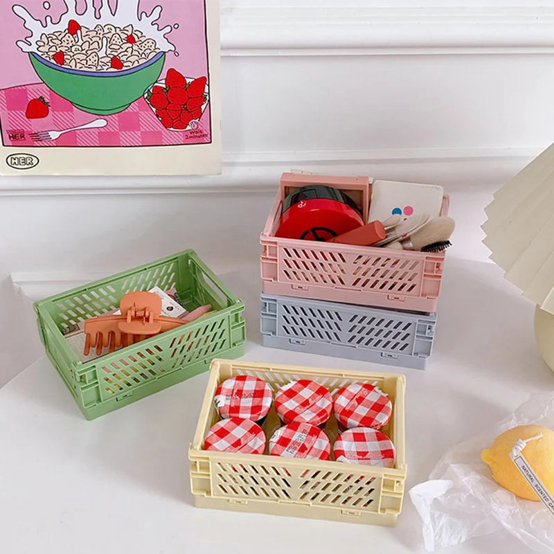 Foldable Storage Box Portable Collapsible Holder Plastic Home Office Storage Box Organizer Sundries Organizer Boxes