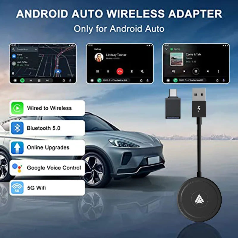 Wireless Android Auto Car Adapter/Dongle for OEM Wired AA Car Converts Wired Android to Wireless Fits for Android Phones
