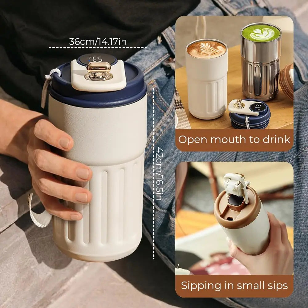 450ml Smart Coffee Cup Car Office Thermos Cup Travel Stainless Steel Sport Water Bottle Vacuum Flask LED Temperature Display Mug