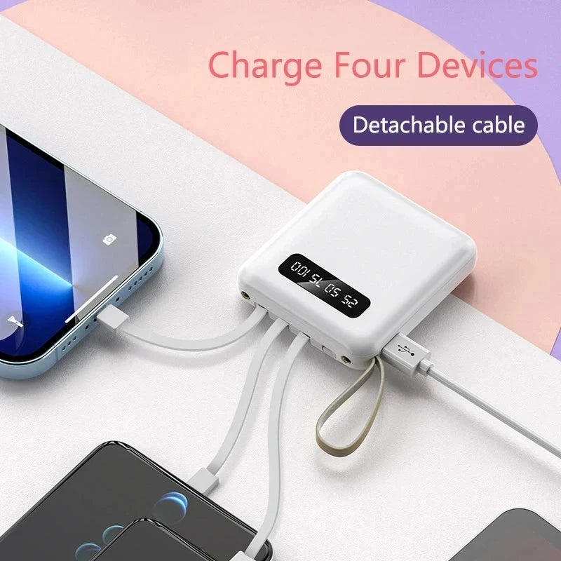 Mini Fast Charge Large Capacity 30000mAh Portable Power Bank Sharing with Cable Mobile Power Supply For iPhone Samsung Xiaomi