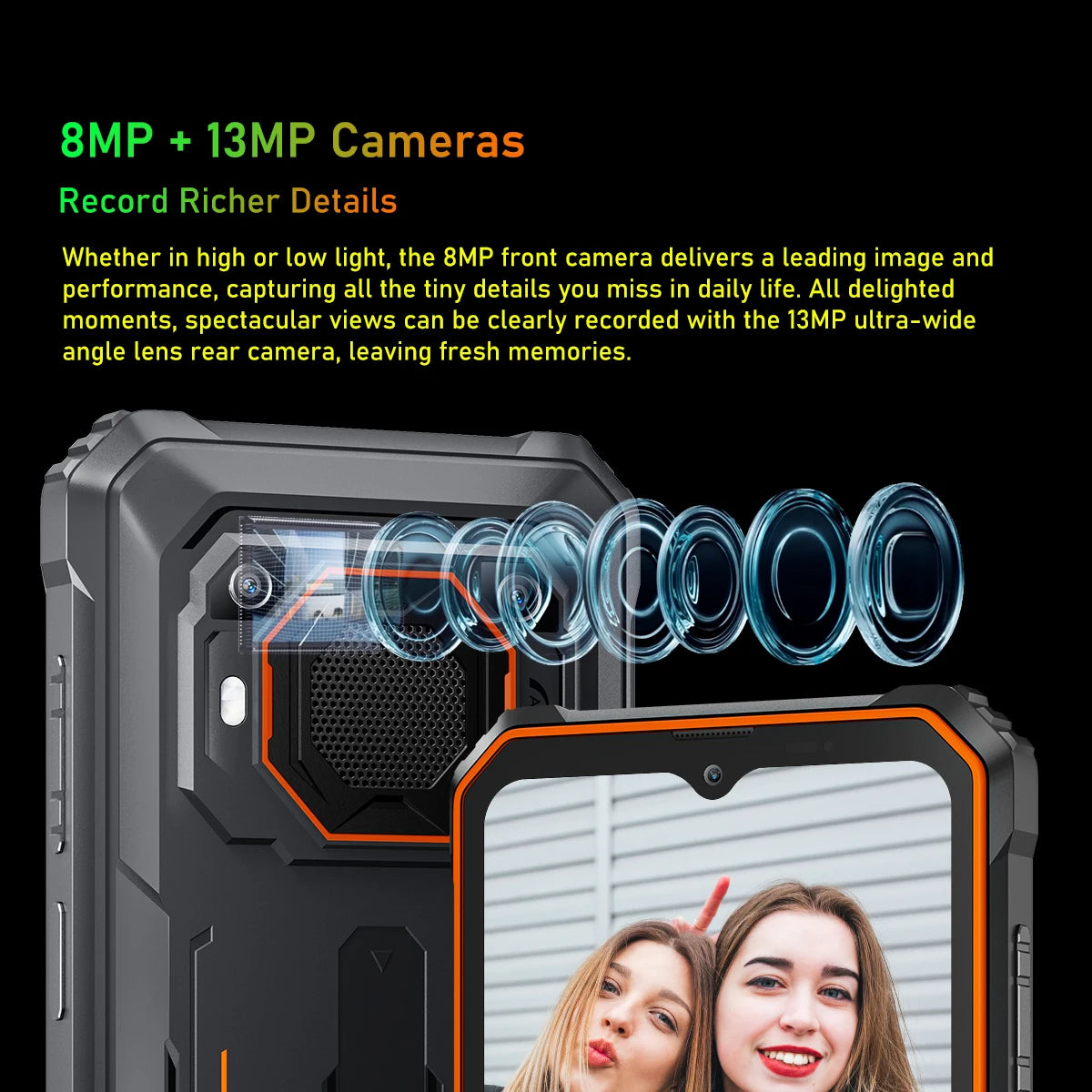 Blackview BV6200 Helio A22 Andriod 13 6.56'' Display 4GB 64GB 13MP Camera 13000mAh 18W Charge 13MP Rear Camera Waterproof