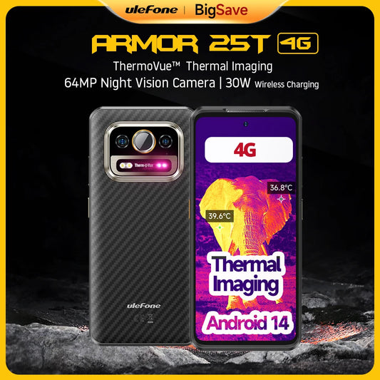 【World Premiere】Ulefone Armor 25T 4G Thermal Imaging Rugged Phone Android 14 33W 50MP+64MP NFC Waterproof Smartphone Global