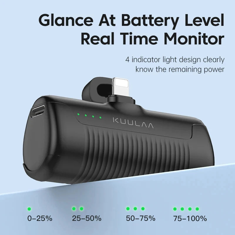 KUULAA Mini Power Bank 4500mAh PowerBank Portable Charger For iPhone 15 14 13 12 Pro Max Externe Batterie For Samsung/Xiaomi