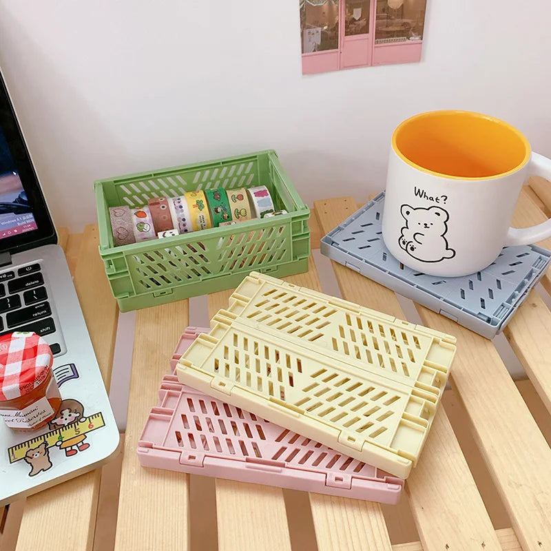 Foldable Storage Box Portable Collapsible Holder Plastic Home Office Storage Box Organizer Sundries Organizer Boxes