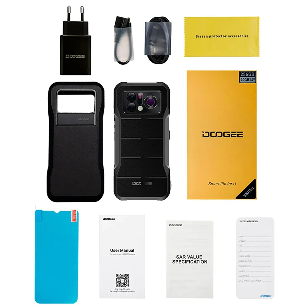 DOOGEE V20 Pro Rugged Phone 6.43”2K AMOLED Display 12GB+256GB  Cellphone 1440*1080 7nm 5G Phone
