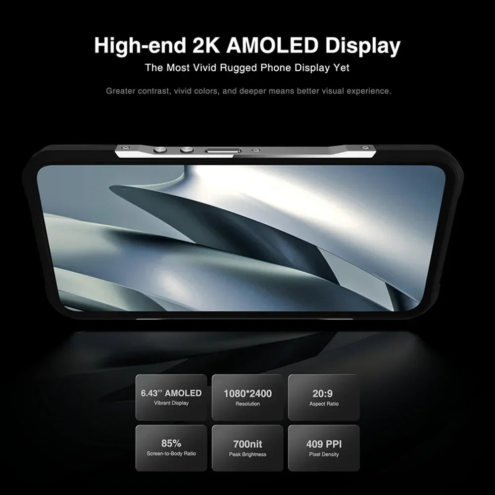 DOOGEE V20 Pro Rugged Phone 6.43”2K AMOLED Display 12GB+256GB  Cellphone 1440*1080 7nm 5G Phone