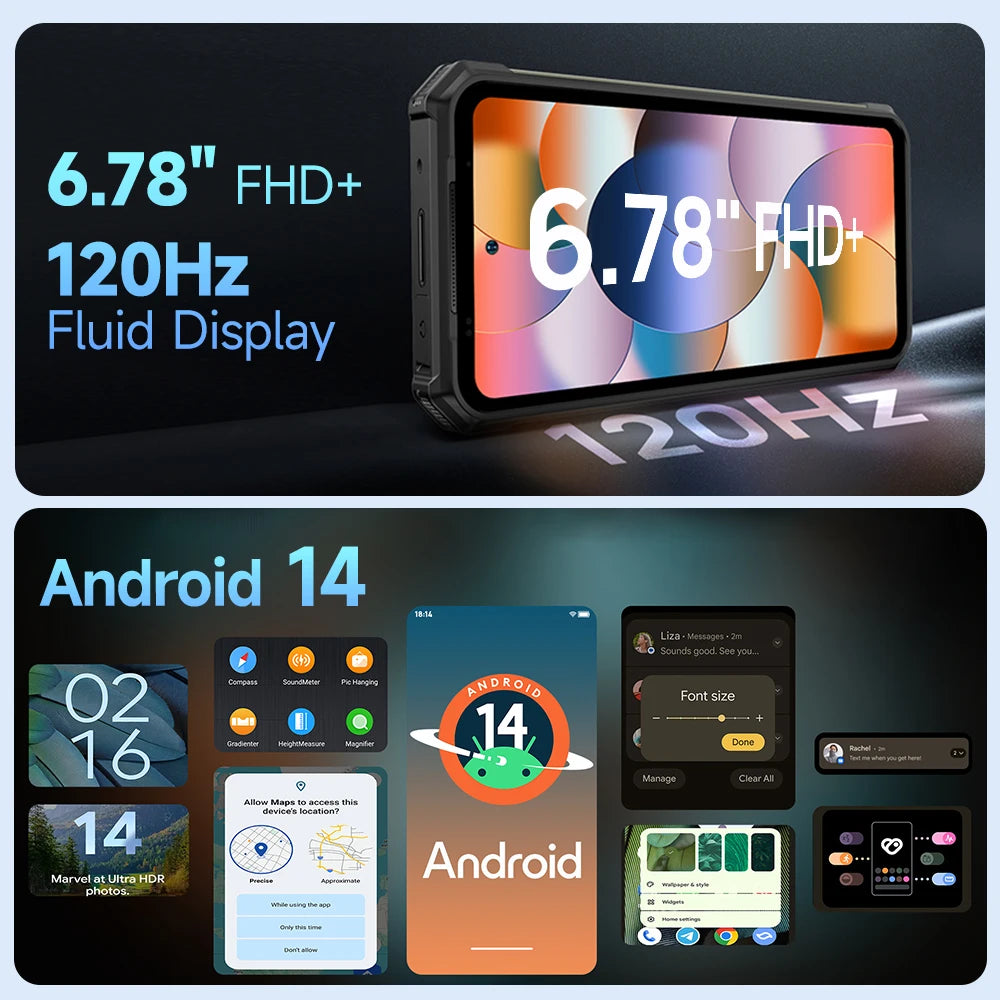 Ulefone Armor 24 22000mAh Battery,Rugged IP68/IP69K，Android 14,Up to 24GB RAM,256GB ROM ,64MP Night Camera , 6.78"