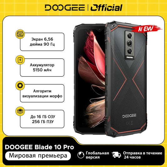 DOOGEE Blade10 Pro Rugged Phone 6GB 256GB Octa Core 6.56" 90Hz IPS Screen 50MP AI Main Camera 5150mAh Android 14