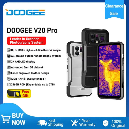 DOOGEE V20 Pro Rugged Phone 6.43”2K AMOLED Display 12GB+256GB  Cellphone 1440*1080 7nm 5G Phone