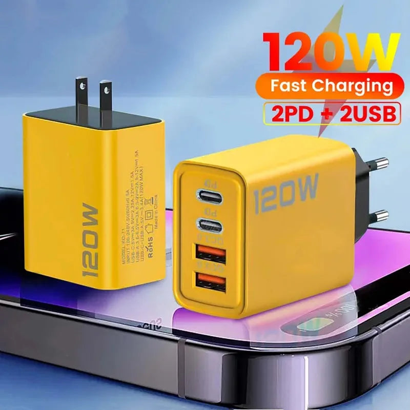 120w 3.0 Usb Fast Charger Type C Quick Charge Data Cable Adapter For Iphone Samsung Xiaomi Pd Usb Charger Fast Charging