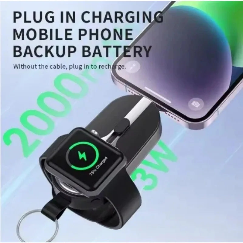 Mini Portable Charger 3000mah Emergency Keychain Powerbank Mobile Phone Key Chain Power Bank Wireless Charging for Iwatch