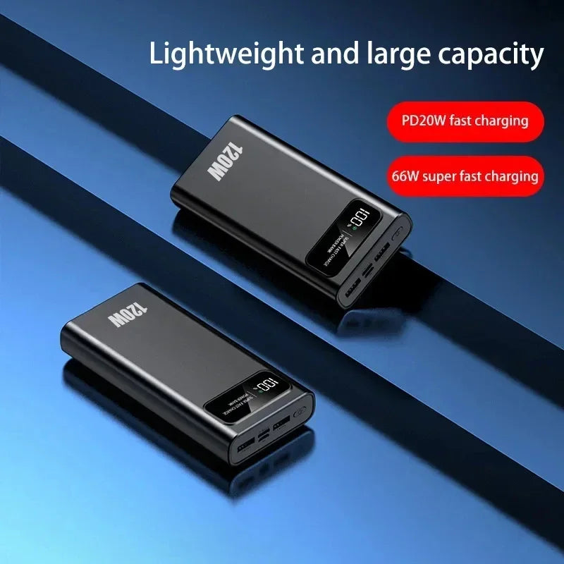200000mAh Power Bank 120W Super Fast Charging Battery High Capacity Digital Display PowerBank For iPhone Samsung Huawei Xiaomi