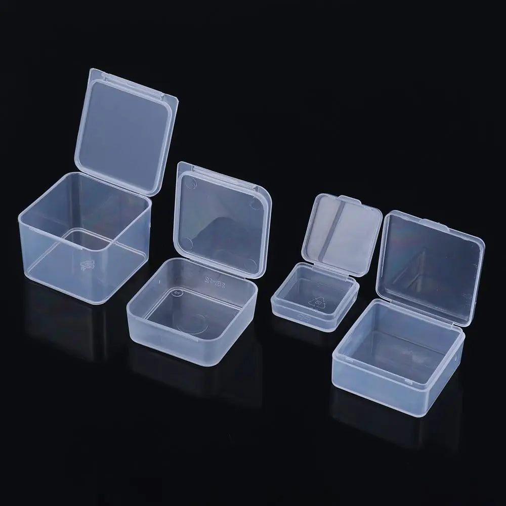 1Pcs Transparent Plastic Beads Storage Box Small Items Crafts Hardware Storage Square Container Case Jewelry Organizer Case