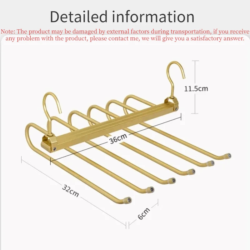 Multi-function Magic Pants Hangers,Rotatable Folding Aluminum Alloy Trouser Hanger,Non-Slip 6 in 1 Rack for Home Travel Dorm