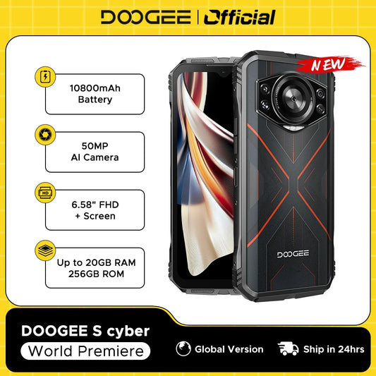 World Premiere DOOGEE S Cyber Rugged Phone 6.58" 90Hz IPS Screen 10800mAh Large Battery 8GB+256GB 50MP AI Main Camera Android 14