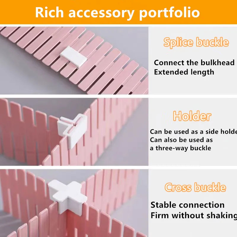 Drawer Partition Accessories Drawer DIY Storage Clapboard Cross Buckle Fixing Clip Divider Sock Underwear Organizer