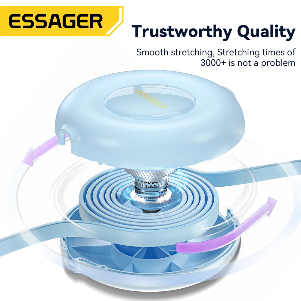 Essager Retractable 66W 3 in 1 USB Charge Cable 6A Fast Charger Type C Cable For iPhone 14 Samsung Xiaomi Huawei Quick Charging