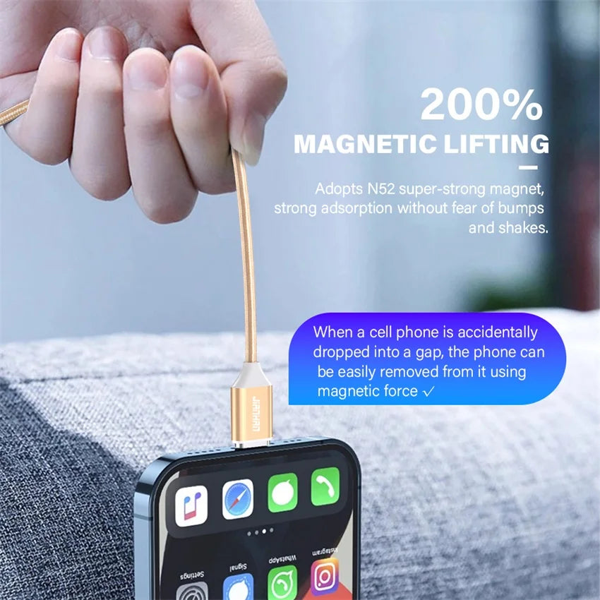 JianHan Magnetic Charging Cable for Lightning 1m Fast Charge Magnet Charger Cable for iPhone 12 11 Pro XS Max X XR 8 7 6 6S Plus