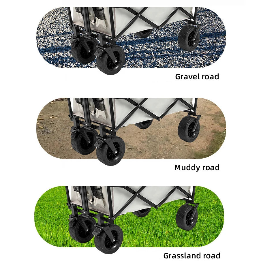 Collapsible Wheeled Folding Cart On Wheels Wagon Large Foldable Camping Cart Garden Outdoor Carts Portable Barbecue Trolley