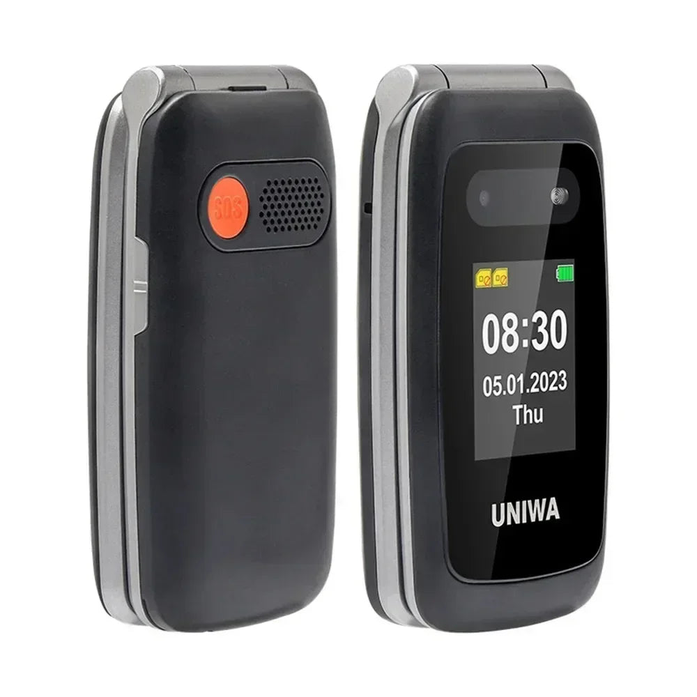 UNIWA V202T 4G Feature Phone Speed Dial Flip Cellphone 1450mAh SOS Big Button For Elderly Russian Keyboard Cheap Mobile Phones