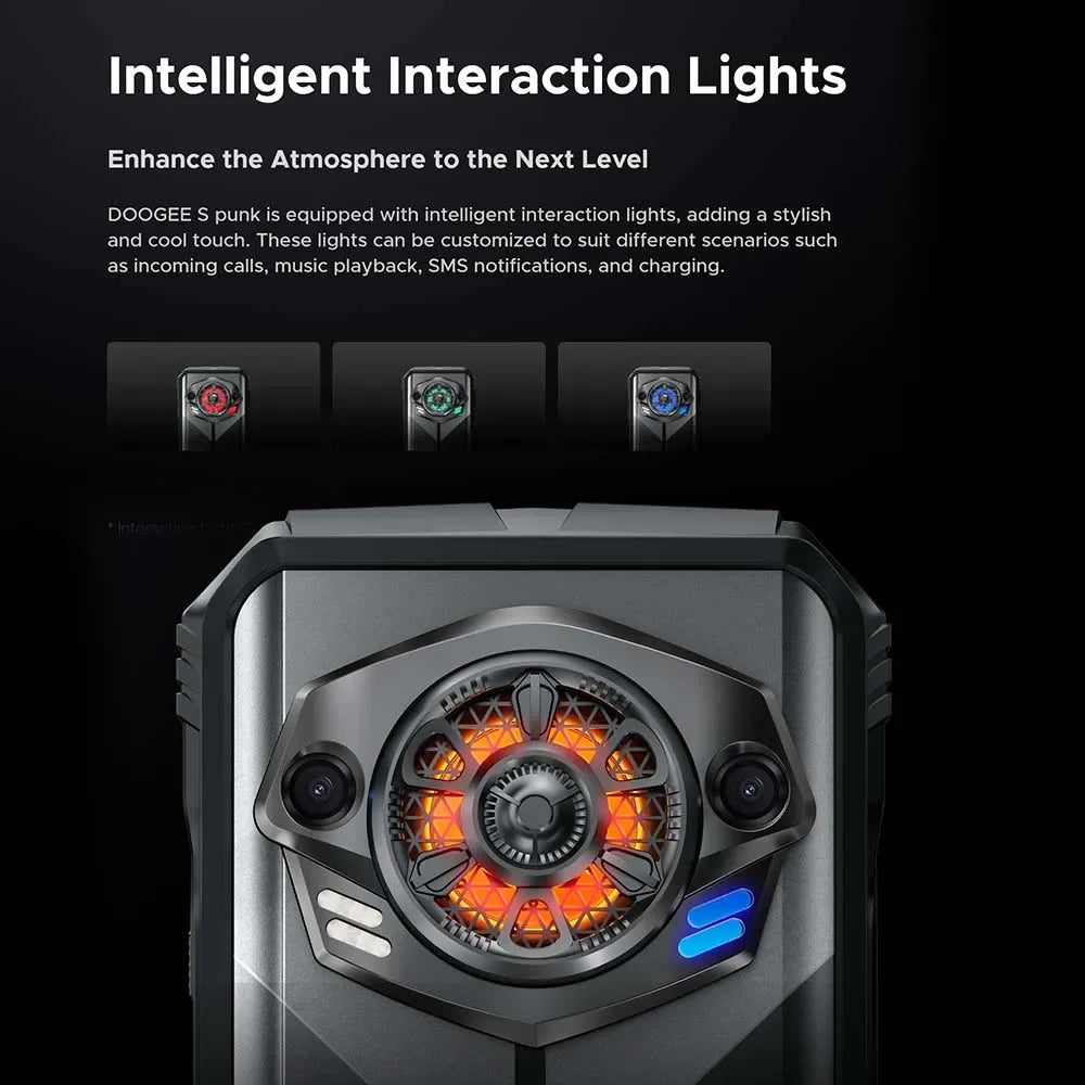 Global Version DOOGEE S Punk Rugged Phone Android 14 6.58" 90Hz 34mm Large Amplitude Speake LED Light Effect 6GB+256GB 10800mAh